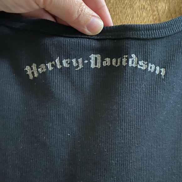 NEW Harley-Davison Tank Top Women Black Studded Skull Roses Print Ribbed Sz 1W - Picture 7 of 10